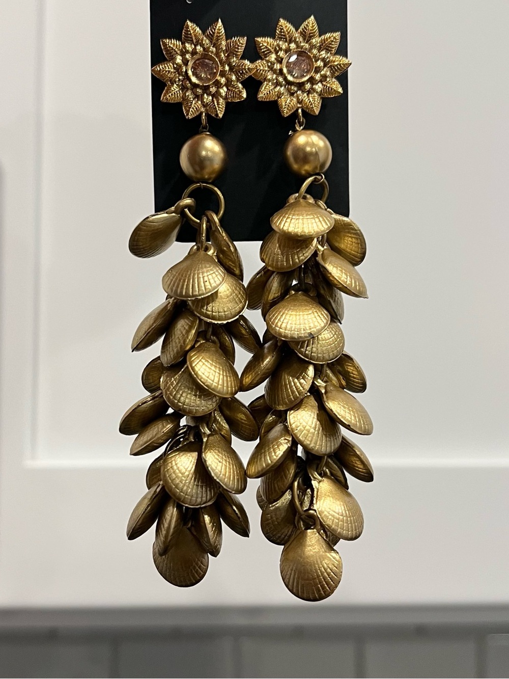 Vintage Gold Floral Cluster Drop Earrings - Women Jewelry